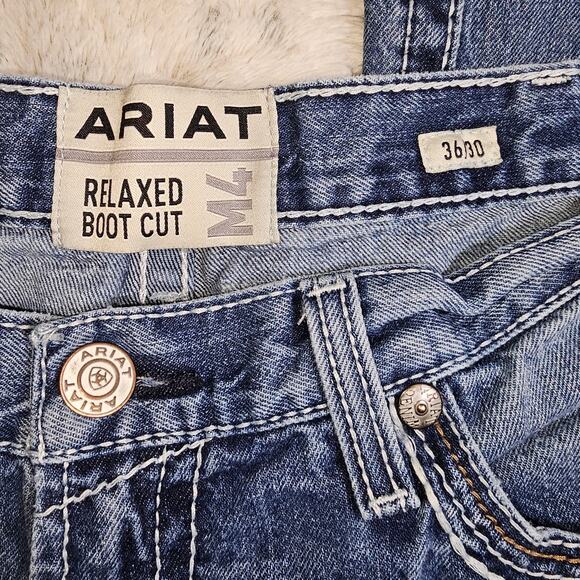 Ariat Men's Relaxed Boot Cut Jeans Medium Wash 100% Cotton Wais 17.5 IS 29 - Picture 5 of 14